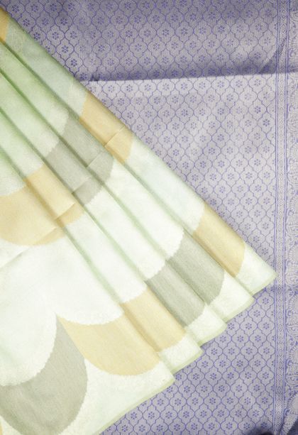 Mint Green Tussar Saree with Without Zari Zari Floral Patterns