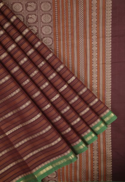 Berry Red Pure Handloom Kovai Cotton with Without Zari Zari Stripes