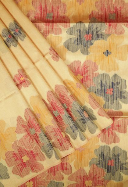 Gold Tussar Saree with Without Zari Zari Buttis (small Dots Or Motifs)