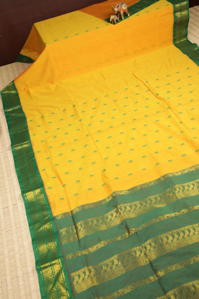 Lemon Yellow Kalyani Cotton with Without Zari Zari Buttis (small Dots Or Motifs) view 2