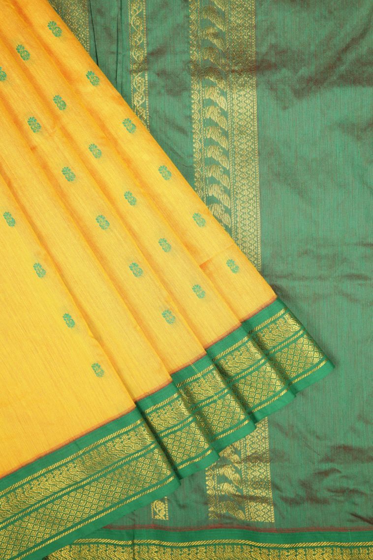 Lemon Yellow Kalyani Cotton with Without Zari Zari Buttis (small Dots Or Motifs) view 1
