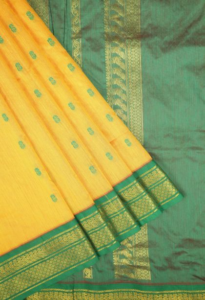 Lemon Yellow Kalyani Cotton with Without Zari Zari Buttis (small Dots Or Motifs)