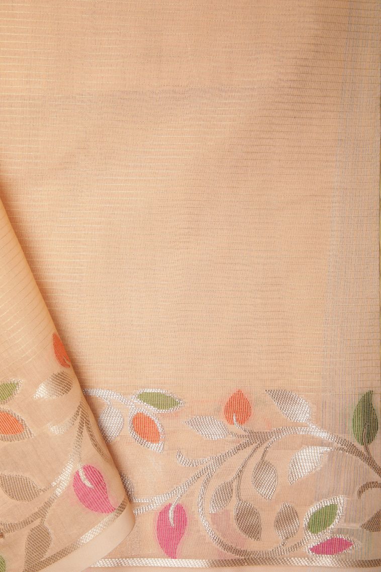 Flamingo Pink Tussar Saree with Without Zari Zari Buttis (small Dots Or Motifs) view 3