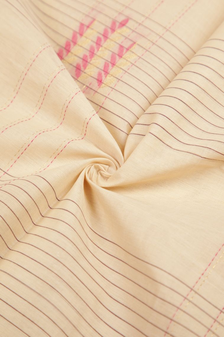 Alabaster White Kovai Cotton Sarees with Without Zari Zari Checks view 4