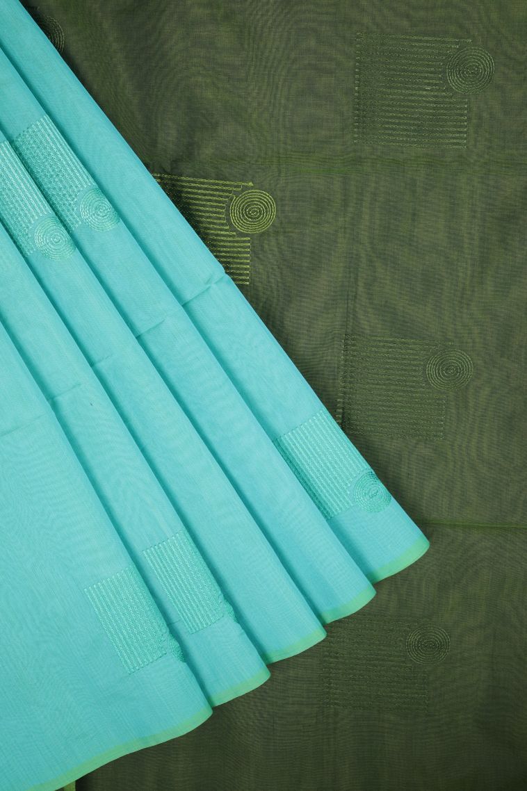 Admiral Blue Silk Cotton Sarees with Without Zari Zari Buttis (small Dots Or Motifs) view 1