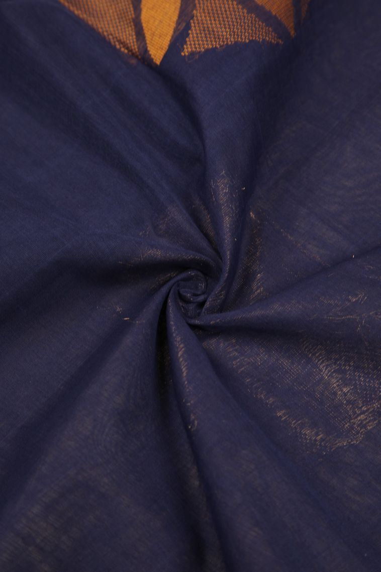 Indigo Blue Pure Handloom Kovai Cotton with Without Zari Zari Buttis (small Dots Or Motifs) view 4