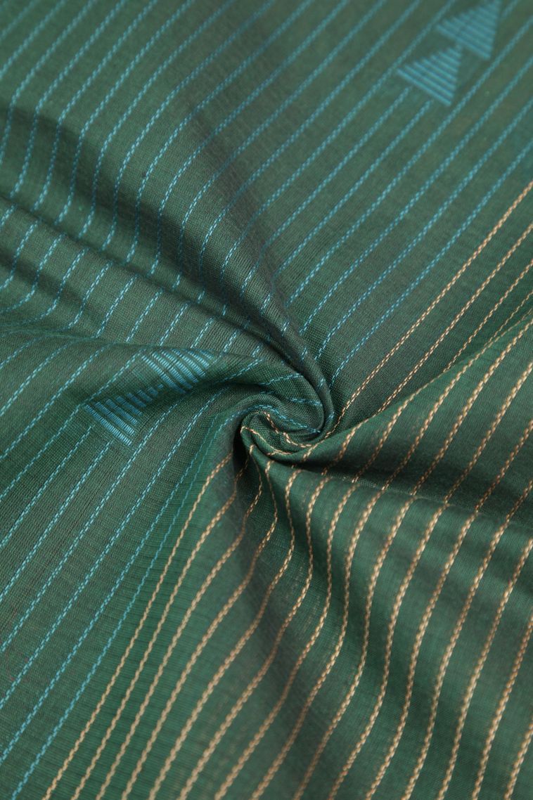 Forest Green Kovai Cotton Sarees with Without Zari Zari Stripes view 4