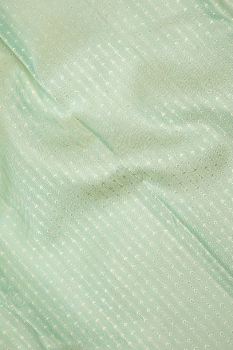 Mint Green Kanchipuram Silk Sarees with Gold And Silver Zari Floral Patterns view 3