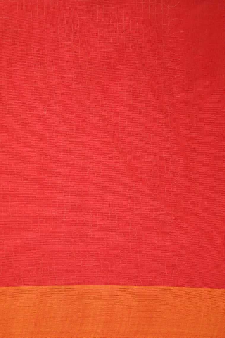 Candy Red Kovai Cotton Sarees with Without Zari Zari Buttis (small Dots Or Motifs) view 3