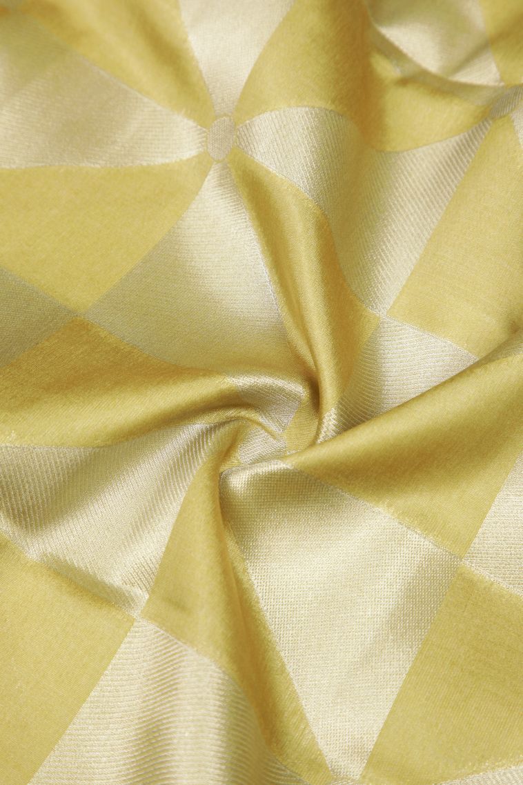 Gold Tussar Saree with Silver Zari Geometric Shapes view 4