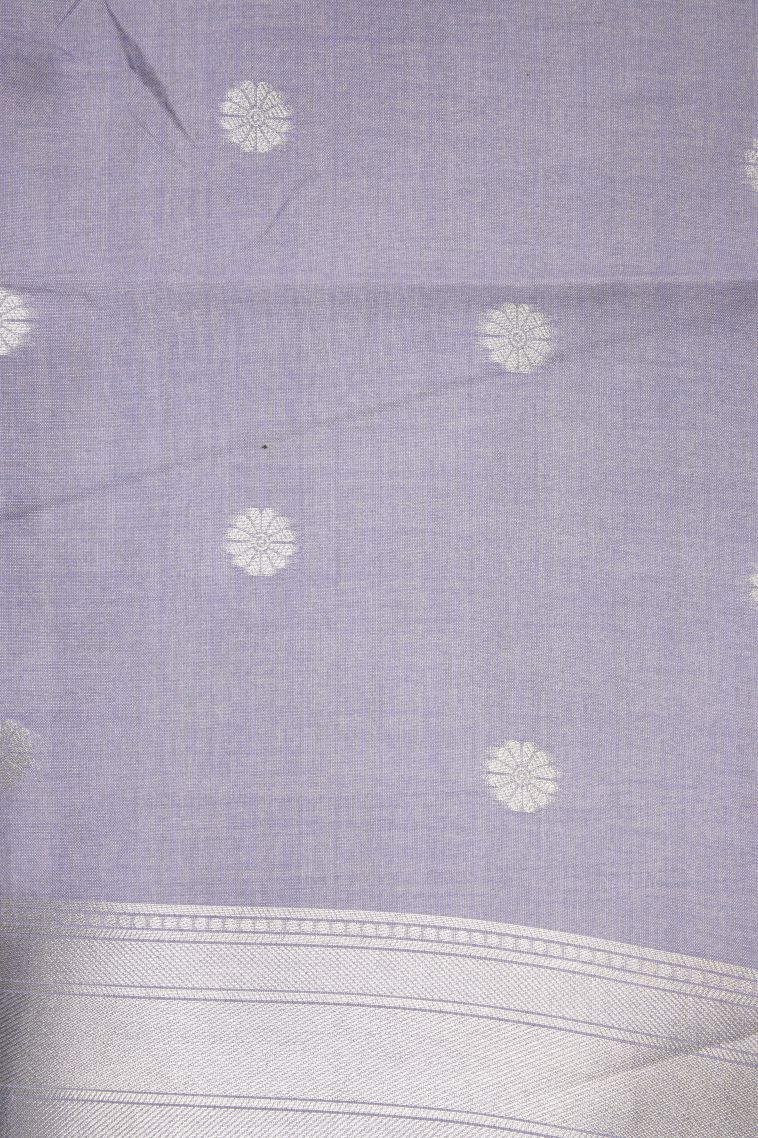 Gold Tussar Saree with Silver Zari Geometric Shapes view 3