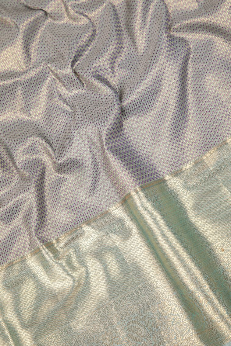 Lilac Purple Samudrika Pattu with Copper Zari Floral Patterns view 3