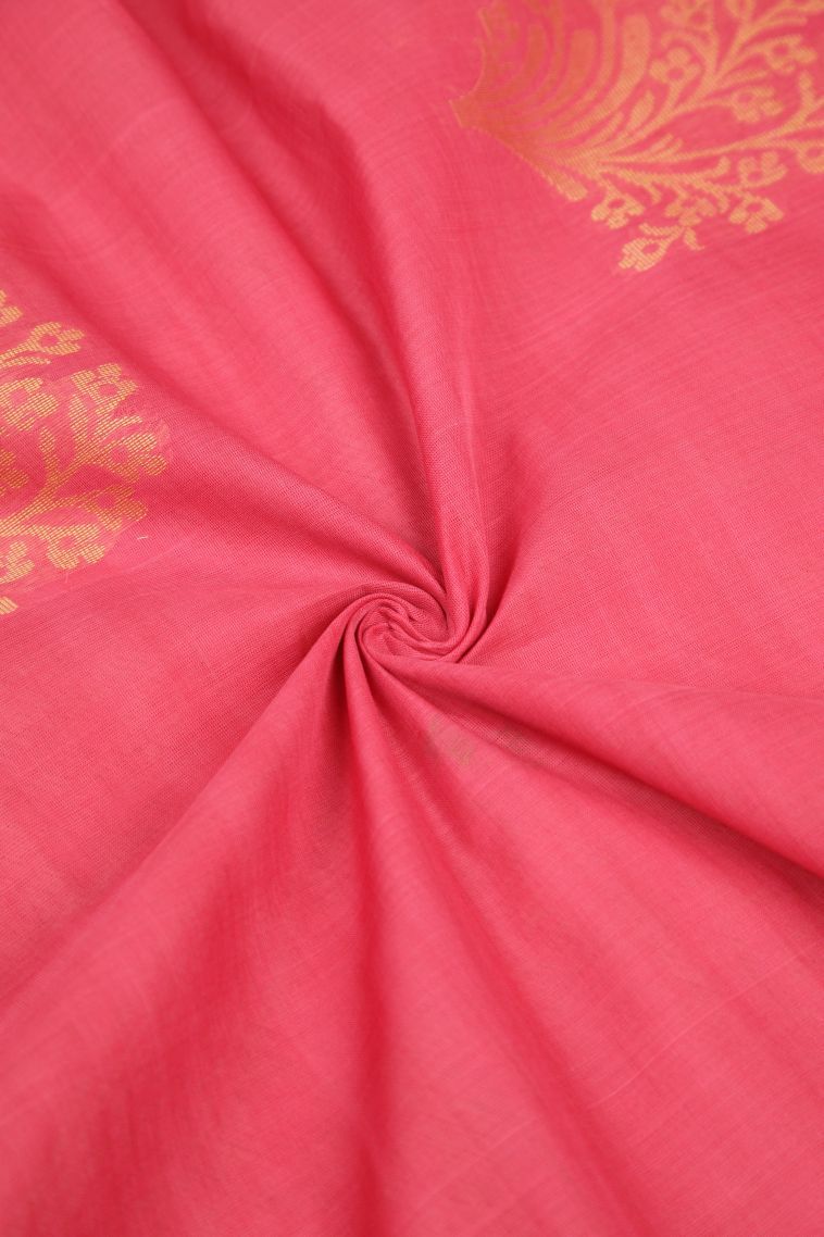 Bubblegum Pink Pure Handloom Kovai Cotton with Without Zari Zari Buttis (small Dots Or Motifs) view 4