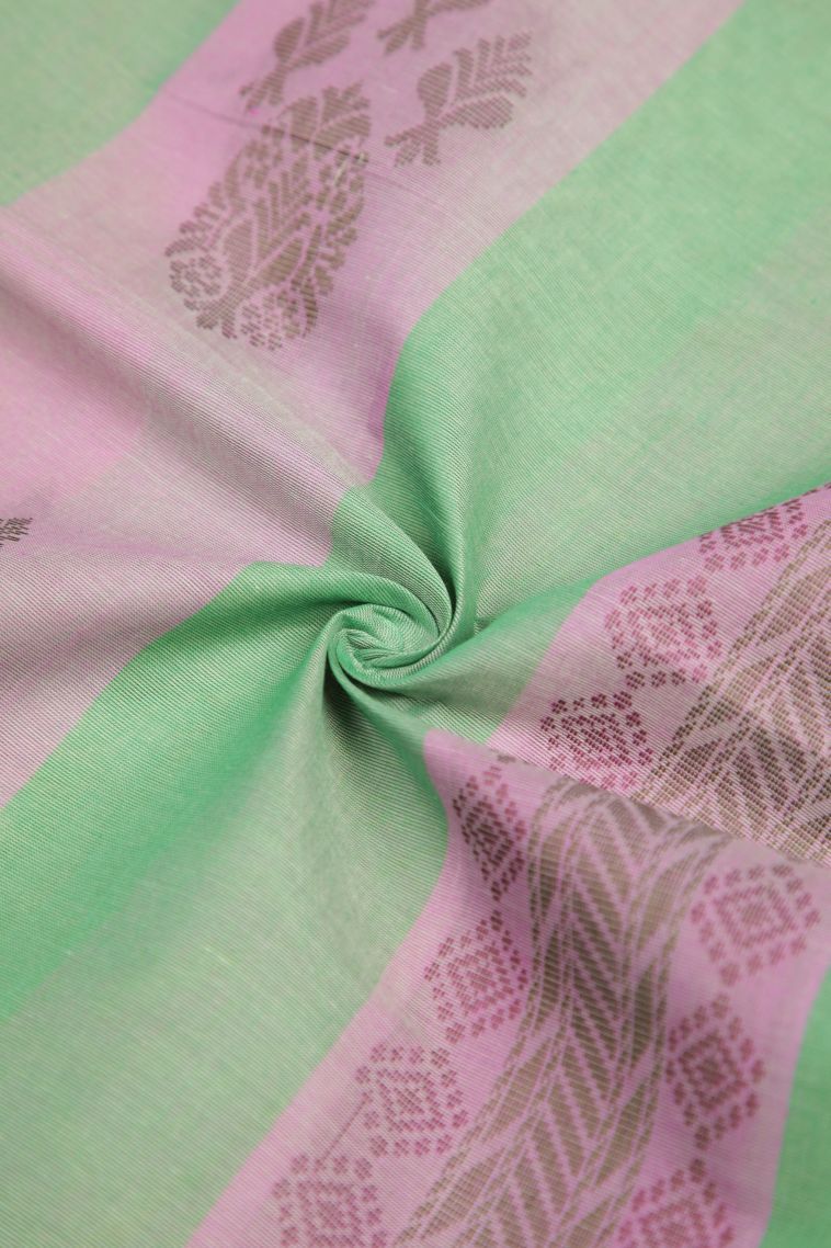 Ballet Pink Kovai Cotton Sarees with Without Zari Zari Stripes view 4
