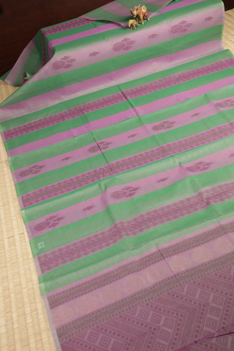 Ballet Pink Kovai Cotton Sarees with Without Zari Zari Stripes view 2