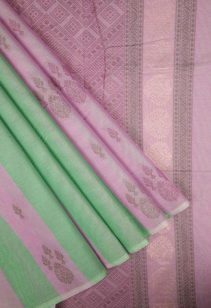 Ballet Pink Kovai Cotton Sarees with Without Zari Zari Stripes