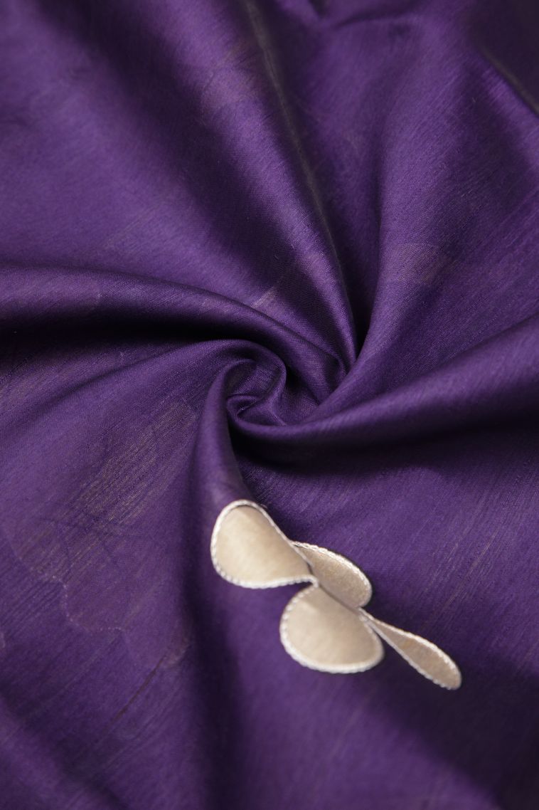 Viola Purple Tussar Saree with Without Zari Zari Floral Patterns view 4