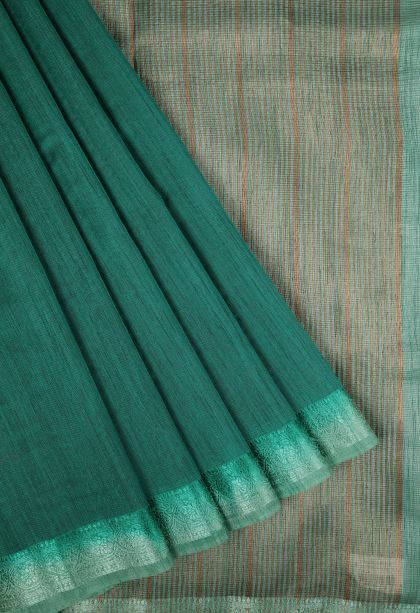 Ocean Blue Tussar Saree with Without Zari Zari Plain