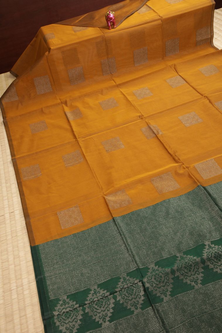 Gold Silk Cotton Sarees with Bronze Zari Buttis (small Dots Or Motifs) view 2