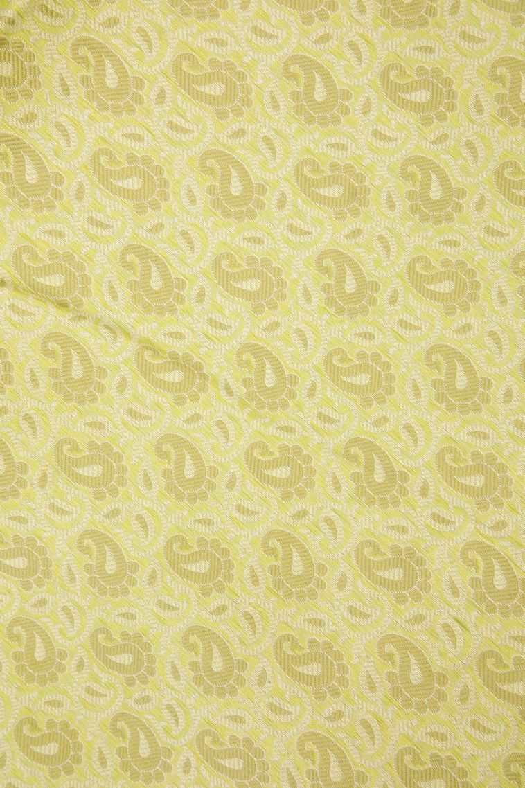 Lime Green Tussar Saree with Without Zari Zari Floral Patterns view 3