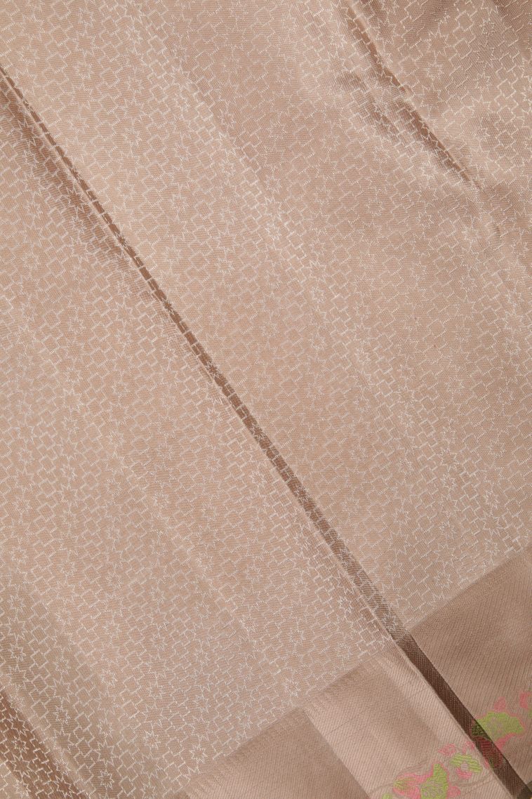 Lemon Yellow Kanchipuram Silk Sarees with Silver Zari Buttis (small Dots Or Motifs) view 3