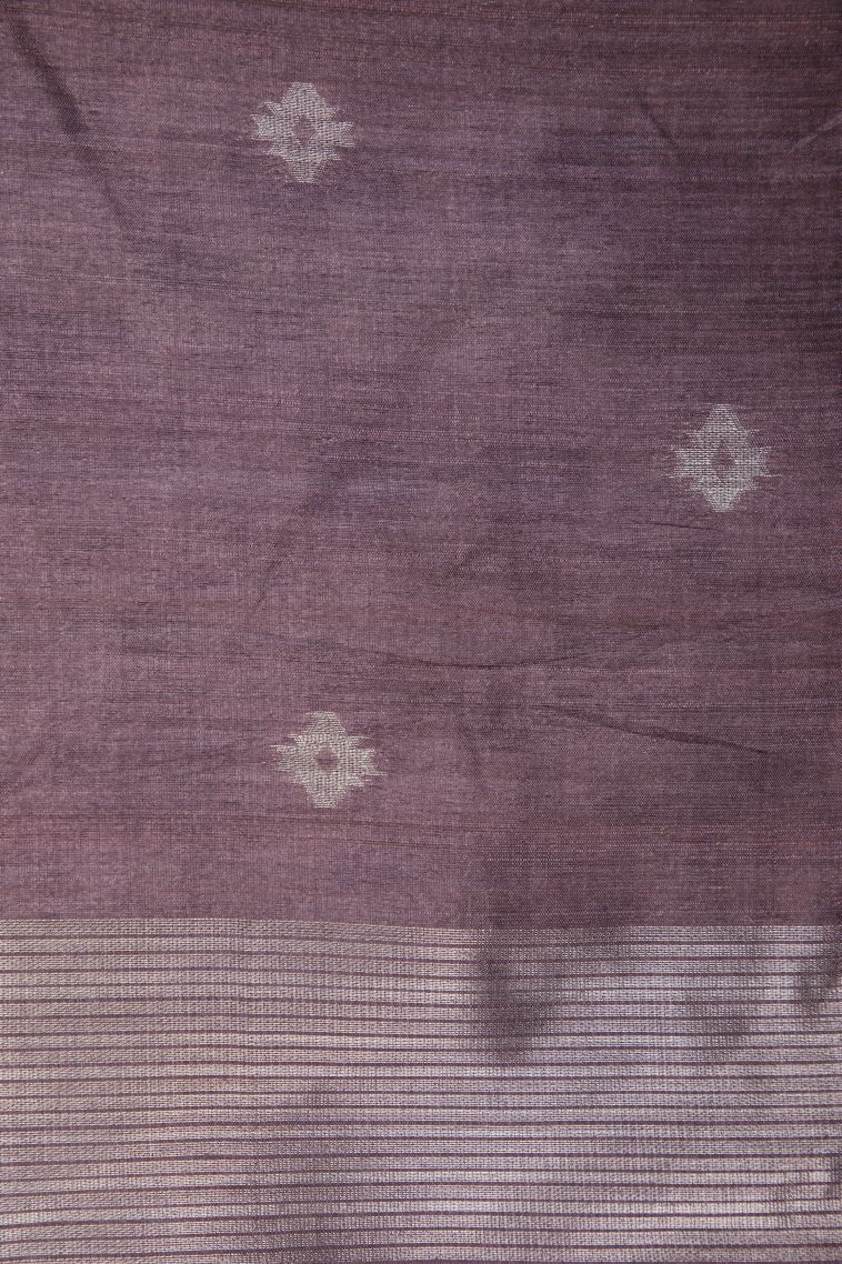Arctic Blue Tussar Saree with Silver Zari Buttis (small Dots Or Motifs) view 3