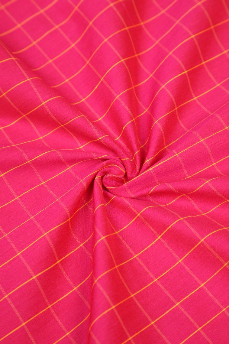 Hot Pink Kalyani Cotton with Without Zari Zari Checks view 4