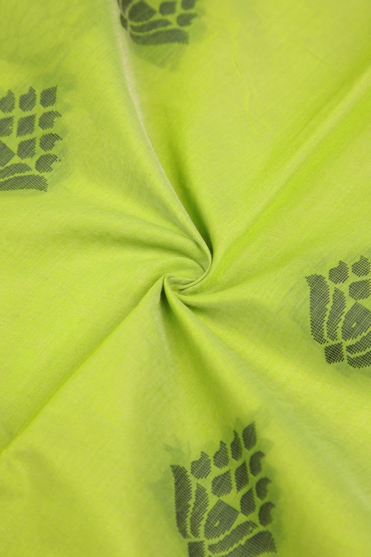 Chartreuse Green Silk Cotton with Without Zari Zari Buttis (small Dots Or Motifs) view 4