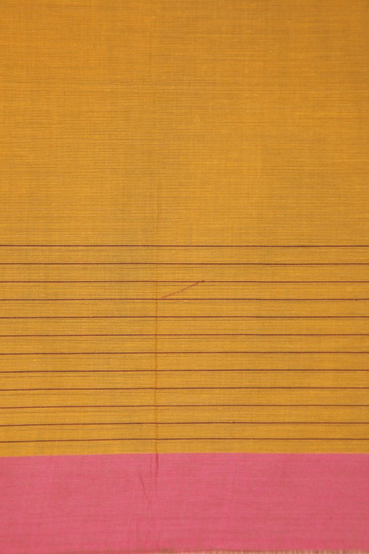 Merigold Orange Kovai Cotton Sarees with Without Zari Zari Checks view 3