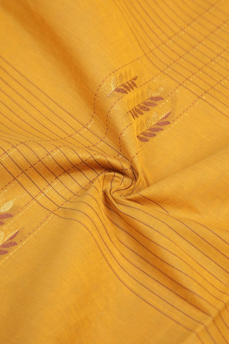 Merigold Orange Kovai Cotton Sarees with Without Zari Zari Checks view 4