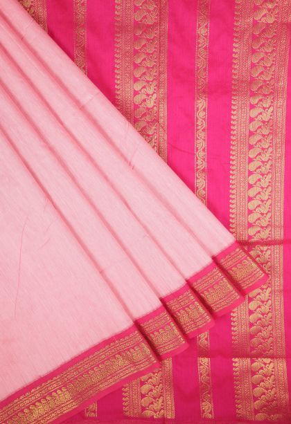 Blush Pink Kalyani Cotton with Without Zari Zari Plain