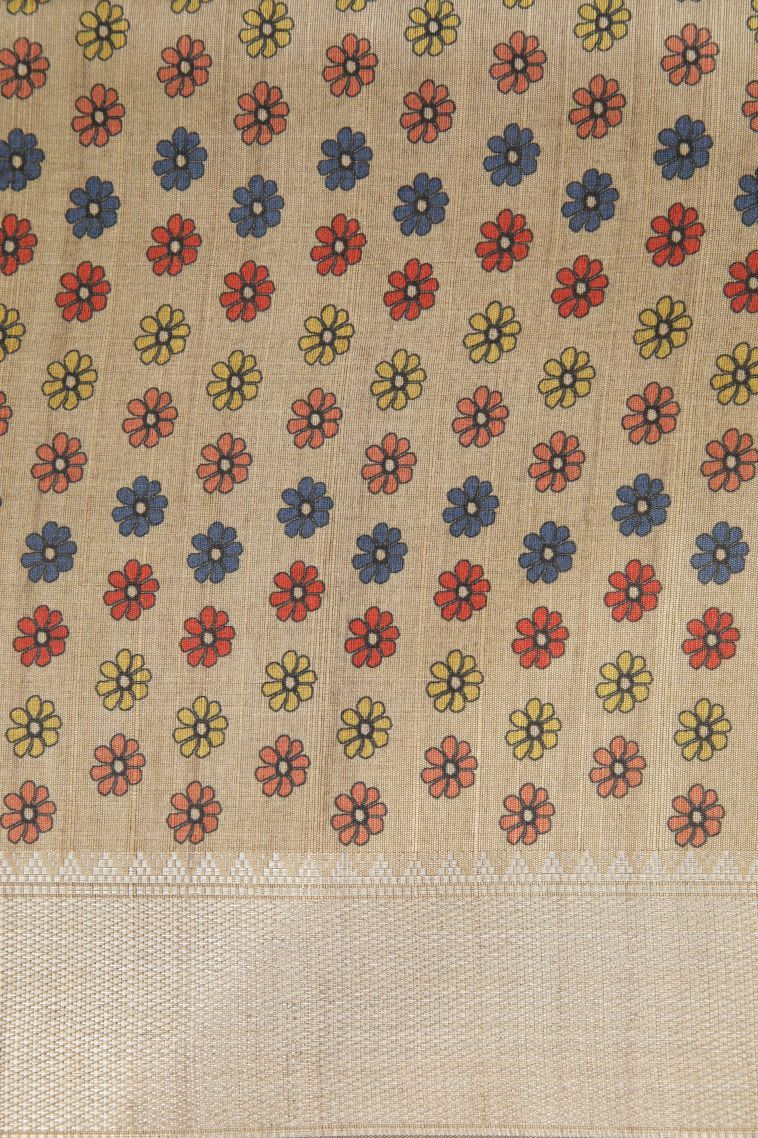 Gold Tussar Saree with Without Zari Zari Plain view 3