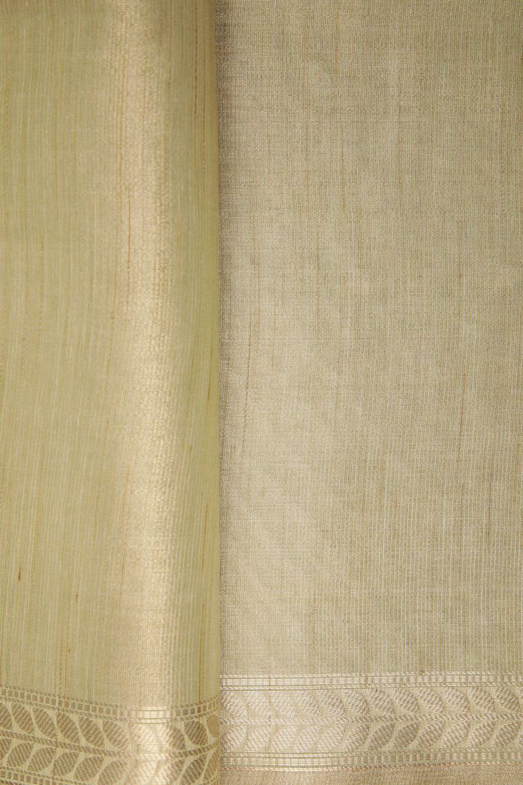 Pistachio Green Tussar Saree with Without Zari Zari Floral Patterns view 3