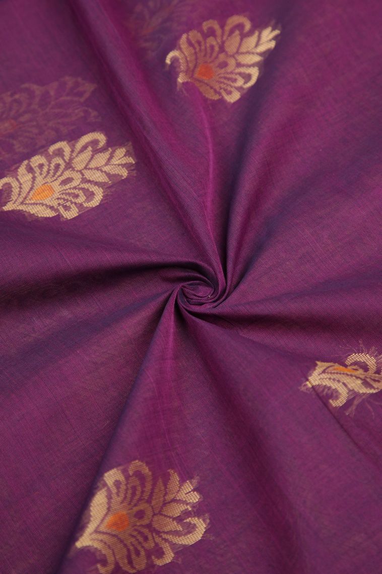 Lilac Purple Pure Handloom Kovai Cotton with Without Zari Zari Buttis (small Dots Or Motifs) view 4