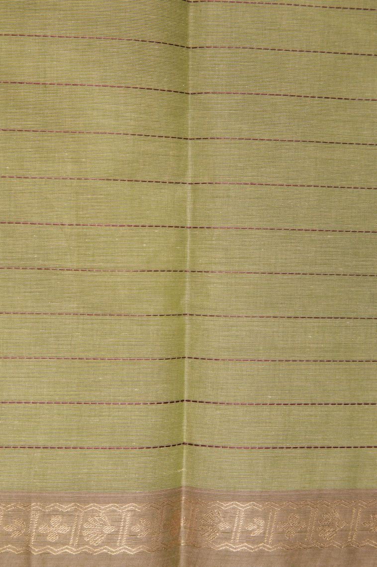 Olive Green Kovai Cotton Sarees with Without Zari Zari Checks view 3