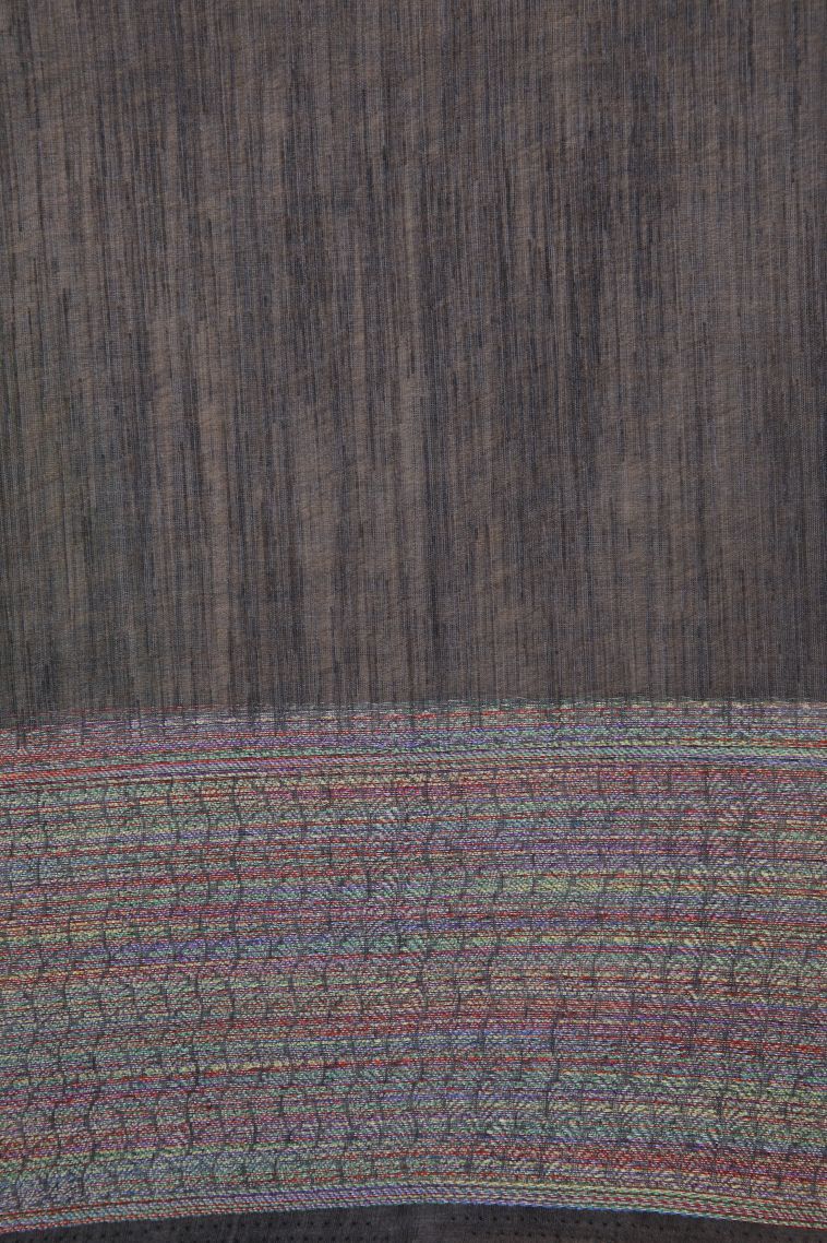 Emerald Green Tussar Saree with Without Zari Zari Plain view 3