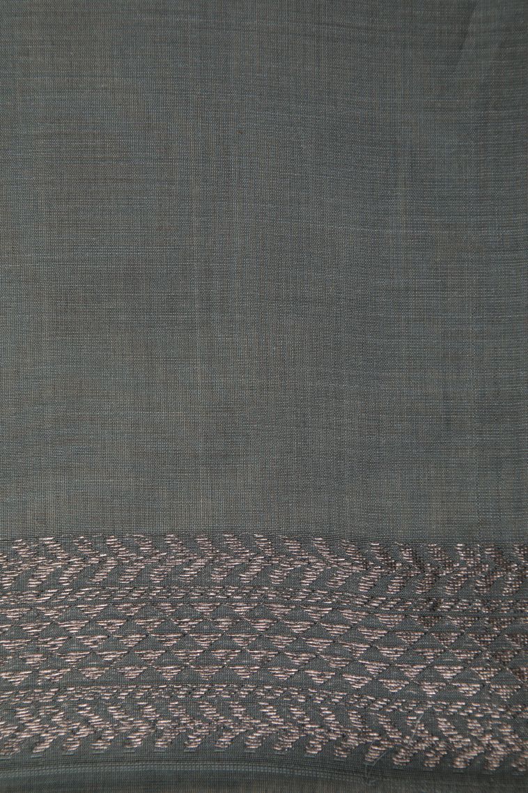 Rosewood Pink Silk Cotton Sarees with Bronze Zari Stripes view 3