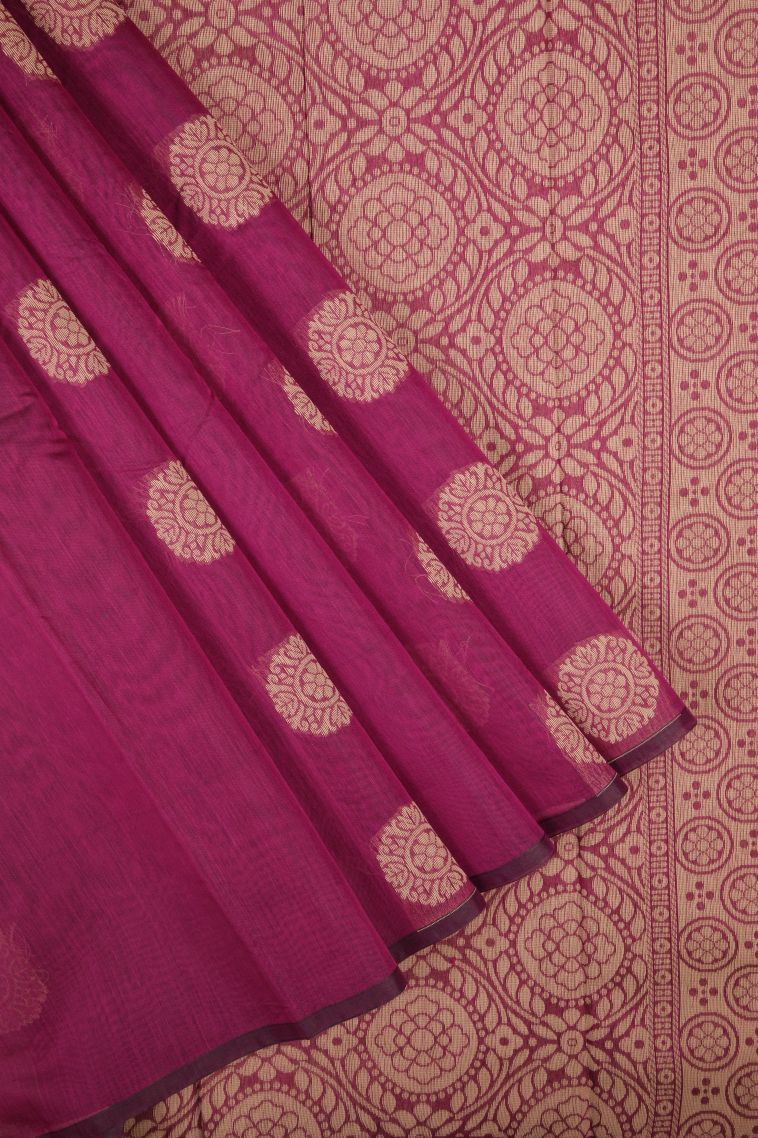 Magenta Purple Silk Cotton with Without Zari Zari Buttis (small Dots Or Motifs) view 1