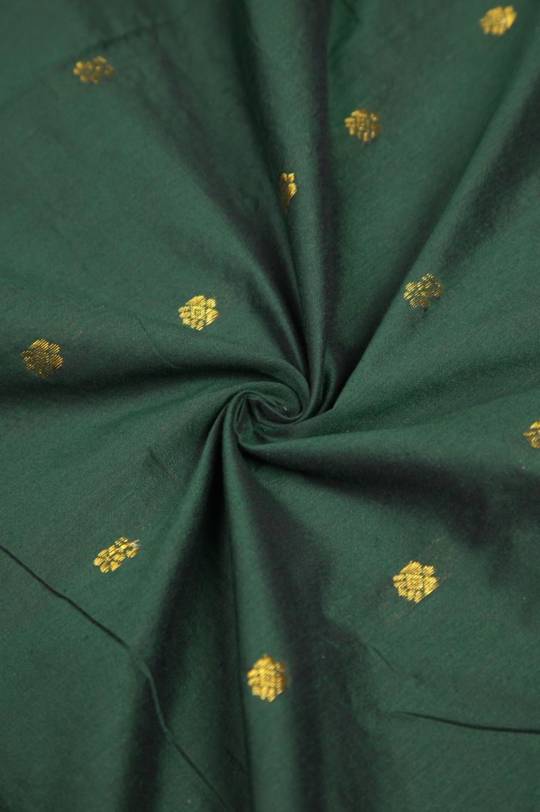 Bottle Green Kalyani Cotton with Without Zari Zari Buttis (small Dots Or Motifs) view 4