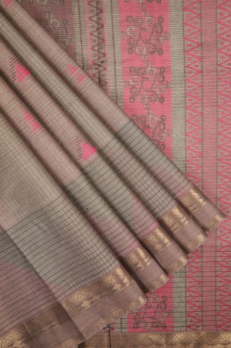Abbey Black Kovai Cotton Sarees with Without Zari Zari Checks view 1