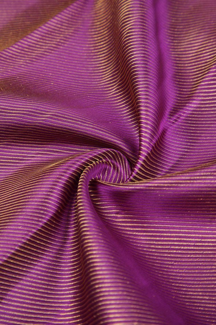 Magenta Purple Kanchipuram Silk Sarees with Gold Zari Stripes view 4
