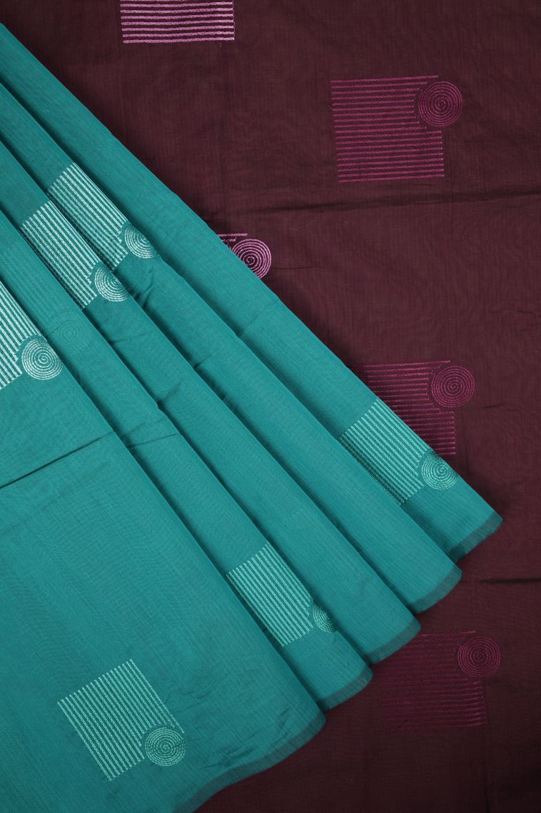 Arctic Blue Silk Cotton Sarees with Without Zari Zari Buttis (small Dots Or Motifs) view 1