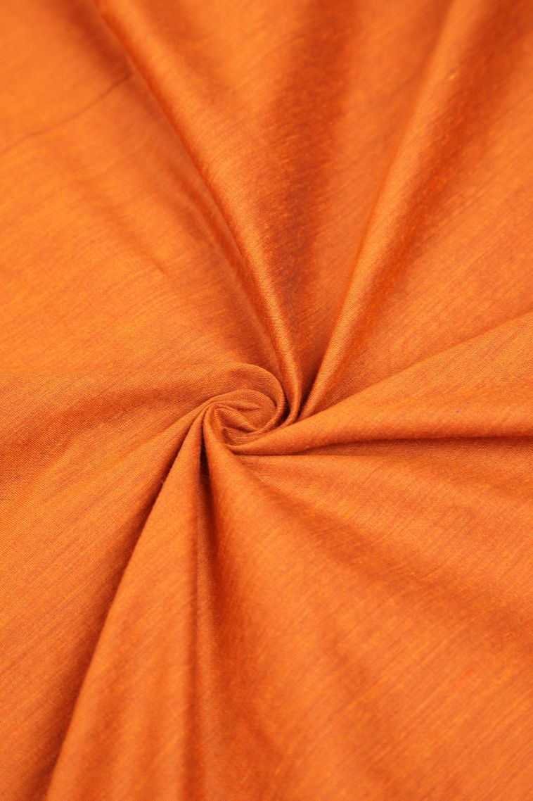 Tiger Orange Kalyani Cotton with Without Zari Zari Plain view 4