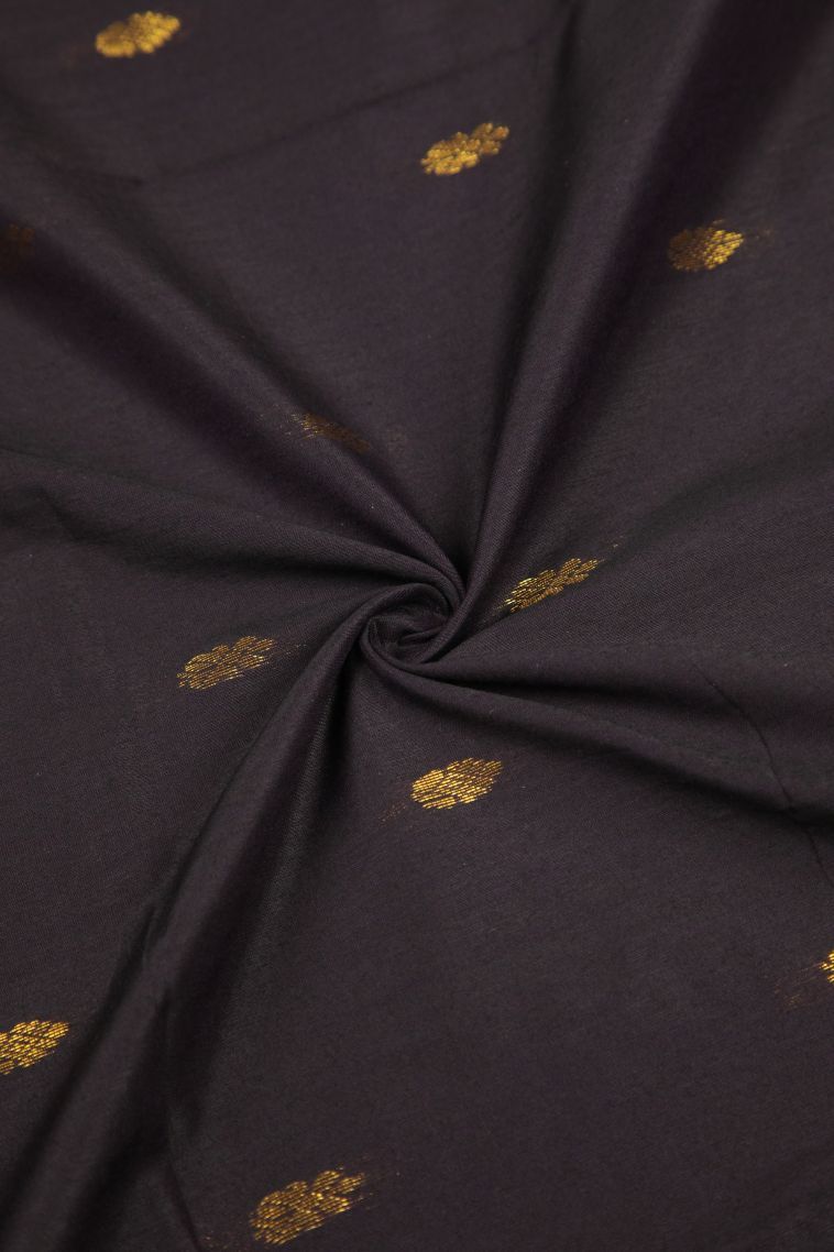 Asphalt Black Kalyani Cotton with Without Zari Zari Buttis (small Dots Or Motifs) view 4