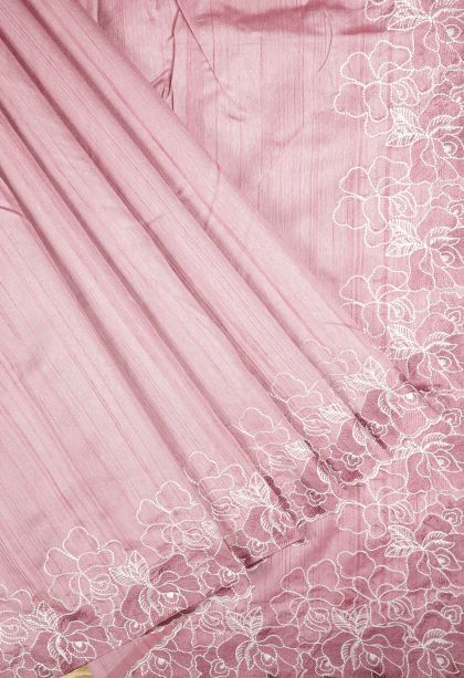 Ballet Pink Tussar Saree with Without Zari Zari Plain