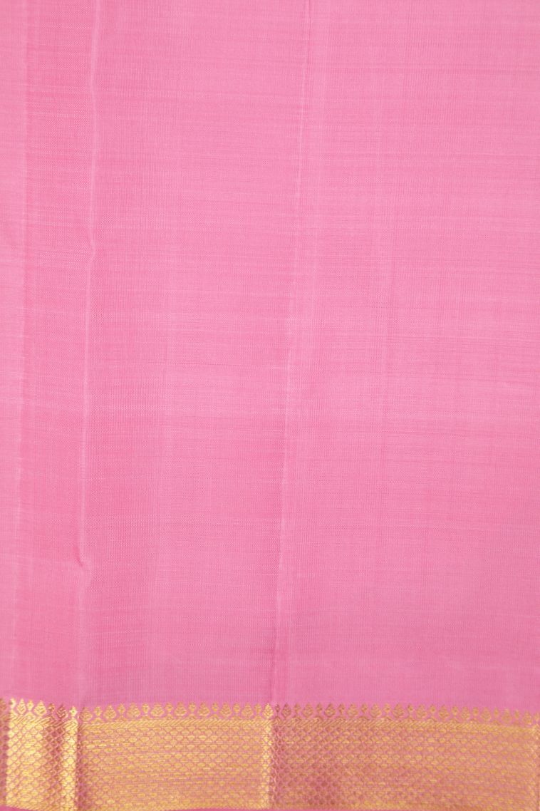 Asphalt Black Kanchipuram Silk Sarees with Gold Zari Checks view 3