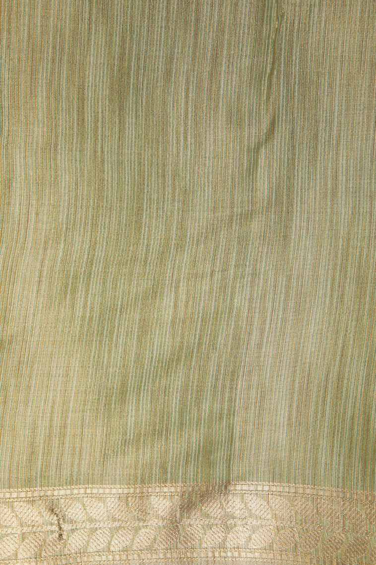 Mint Green Tussar Saree with Without Zari Zari Floral Patterns view 3