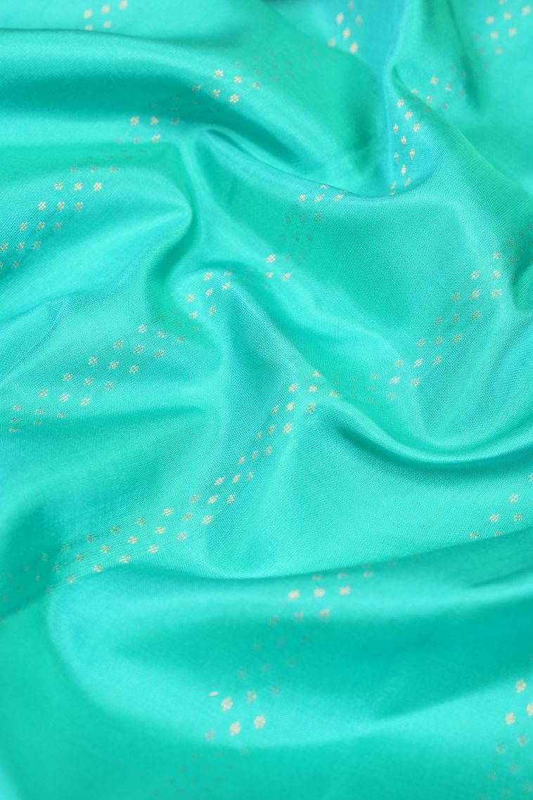 Admiral Blue Soft Silk Saree with Gold Zari Stripes view 4