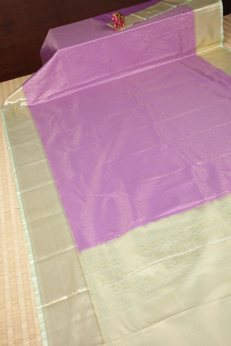 Lavender Purple Samudrika Pattu with Copper Zari Floral Patterns view 2
