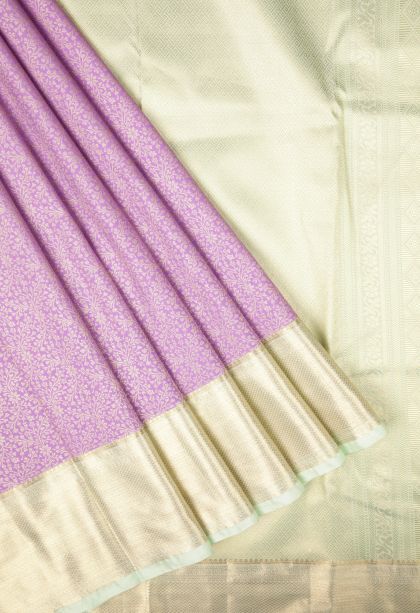 Lavender Purple Samudrika Pattu with Copper Zari Floral Patterns